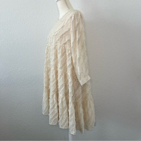 Anthropologie En Saison Textured Cream Dress Size Large - Picture 5 of 13